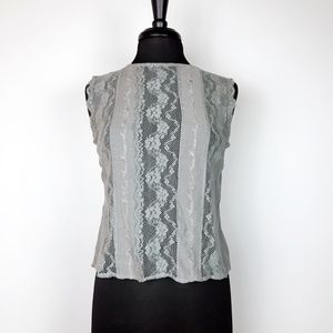 MANGO NWOT Striped Lace Crochet Top
